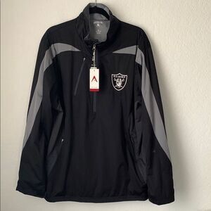 NWT Antigua NFL Men's Black Gray Jacket 3/4 Zip Pockets Logo Size XL
